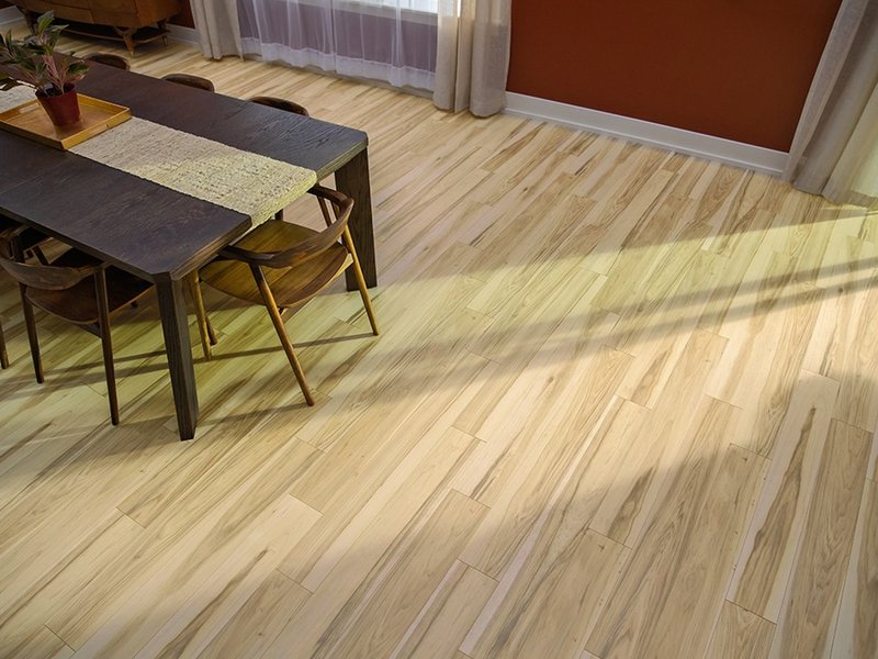 Pergo Hardwood flooring in a bright dining room
