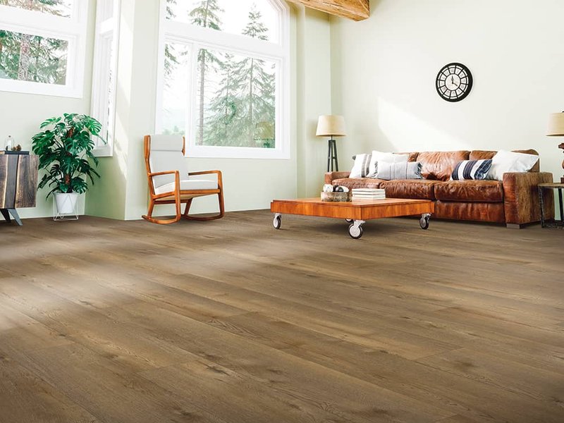 Vinyl flooring in a bright living room
