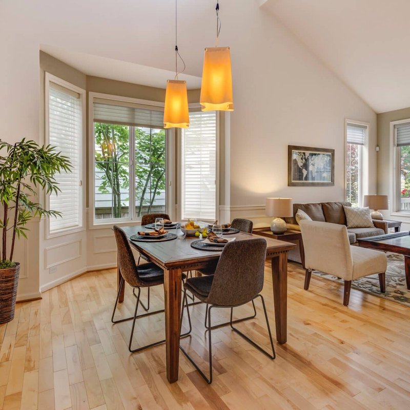 Hardwood flooring in a warm and cozy living area