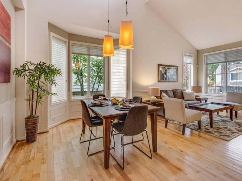 Hardwood flooring in a warm and cozy living area