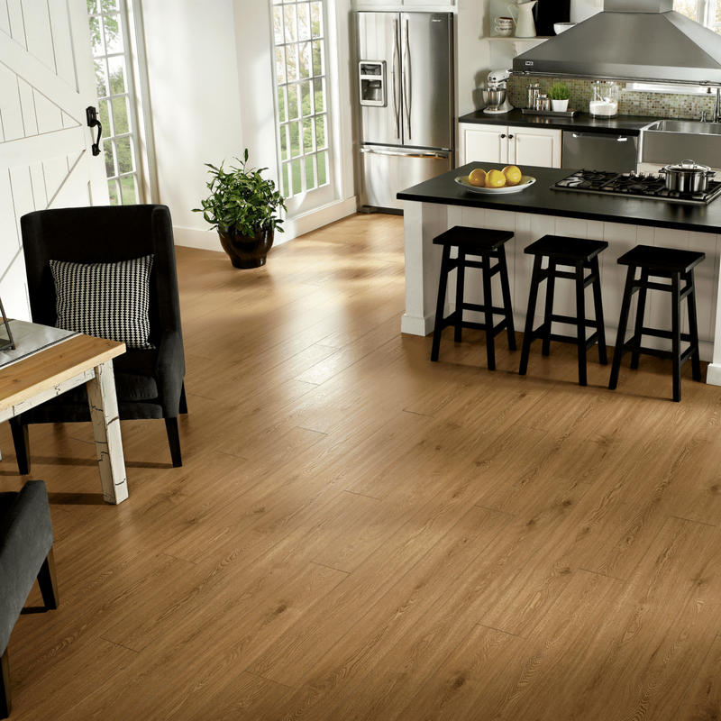 Vinyl flooring in a warm and open kitchen