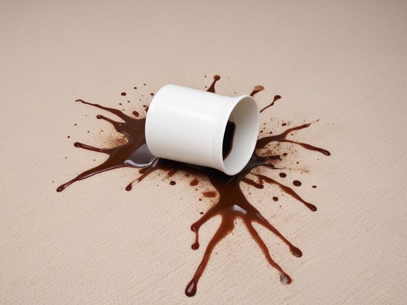 Coffee cup spilled on a carpet floor